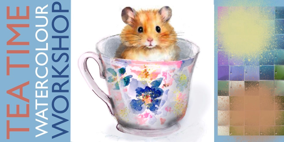 SOLD OUT JUNIOR ~ Watercolour ~ Tea time Hamster