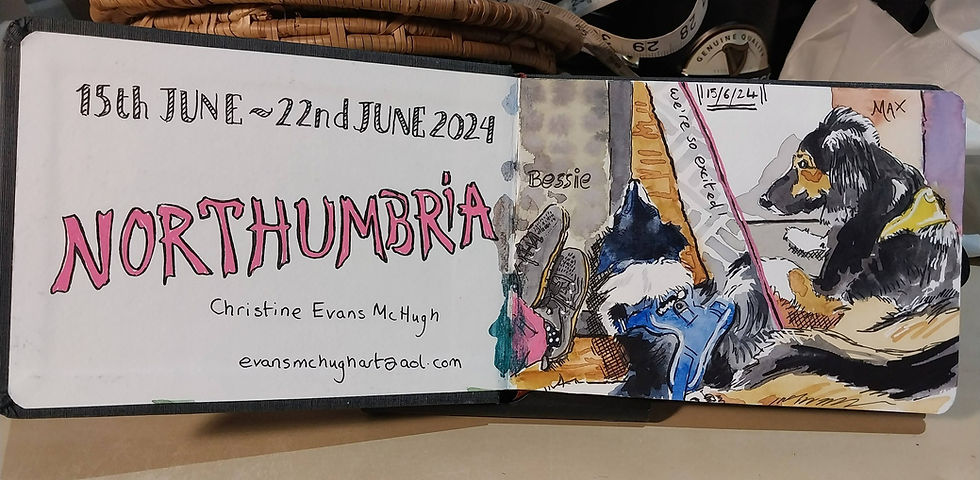 The front page of my first ever travel sketchbook. I include the dates of the trip and where the holiday took place. A useful tip is including your email address just in case the book gets mislaid.