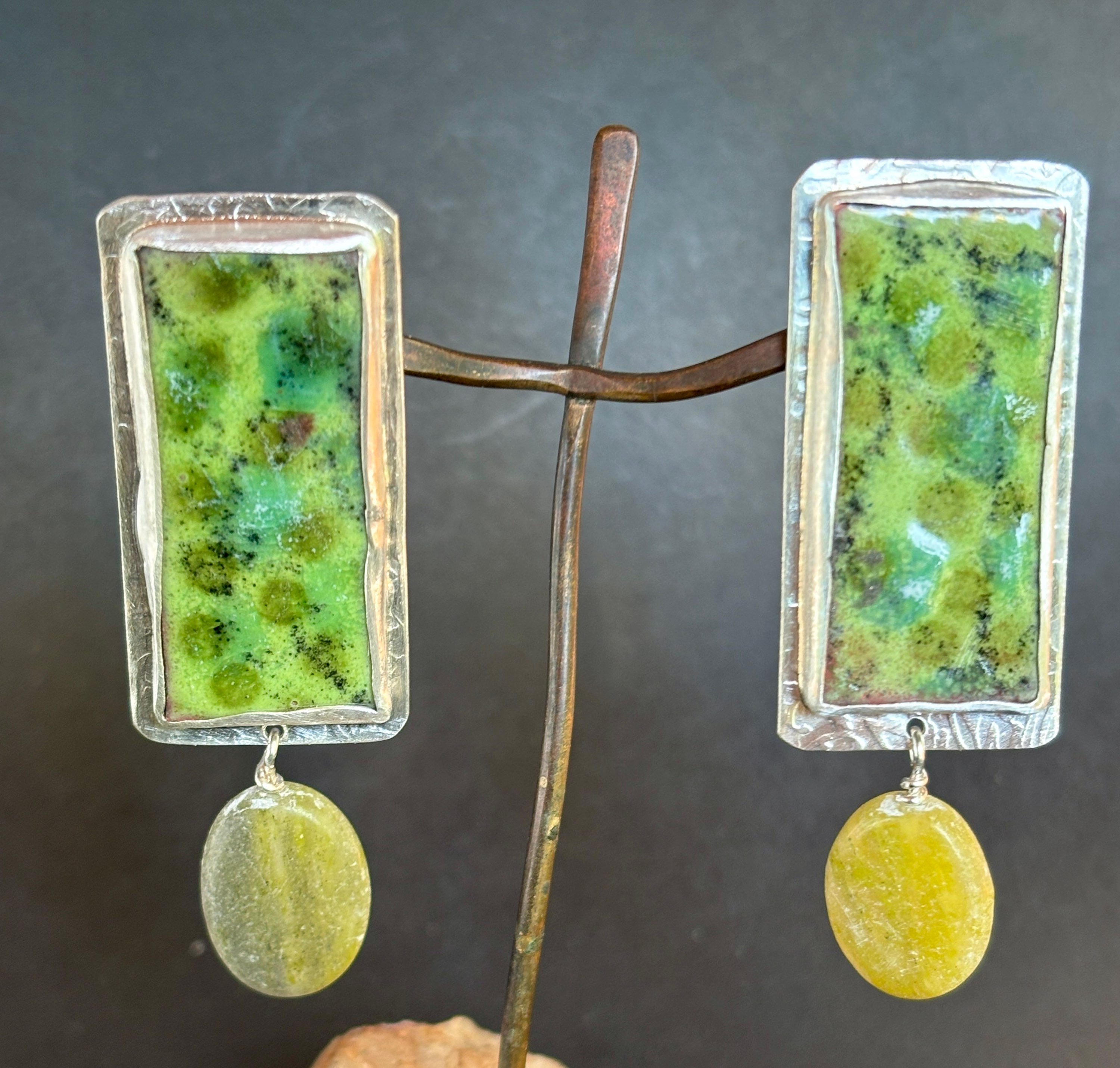 Enamel in Sterling with lemon jade