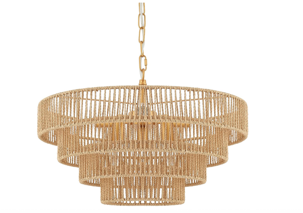 rattan light fixture natural fiber