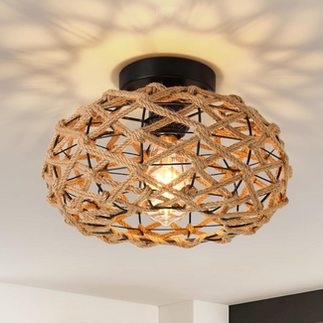 wood light fixture pendant chandelier natural fiber coastal modern