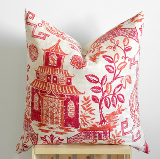 Red Chinoiserie Pillow