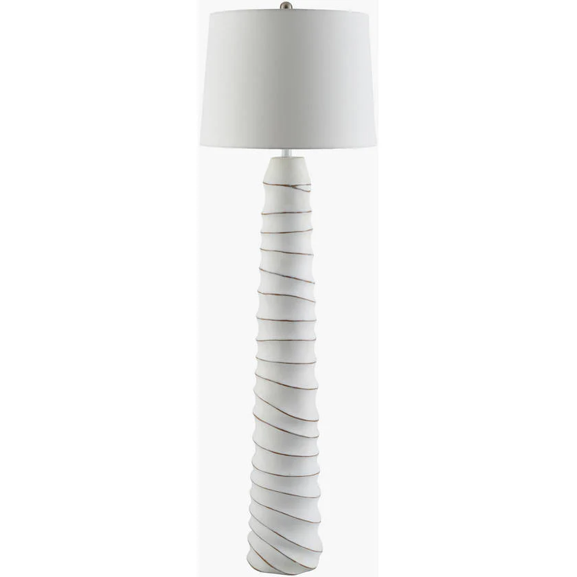 White floor lamp, small space lighting, cozy bedroom lighting, apartment decor