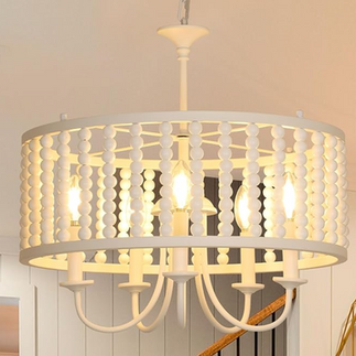 White wood beaded chandelier