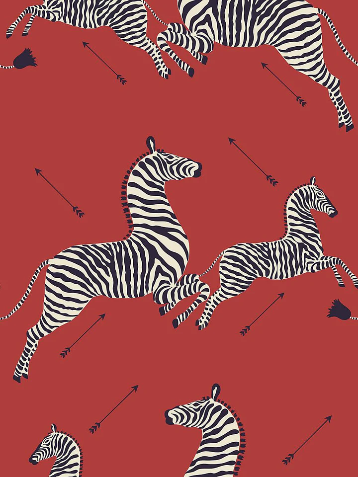 Scalamandre zebras wallpaper red