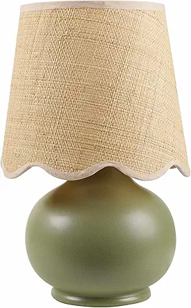 green lamp with natural shade