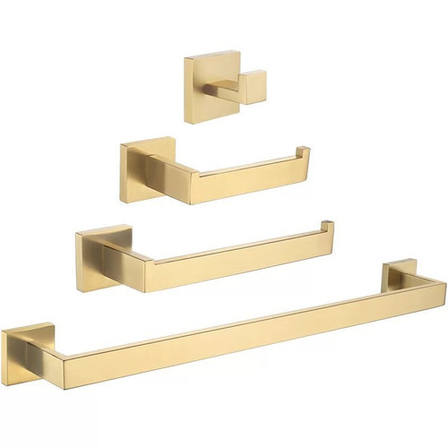4 Piece Bathroom Hardware Set Brushed Gold