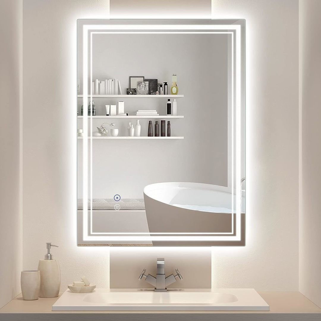 LED Mirror 32" x 24" Wall Mounted, Dimmable 3-Color Anti Fog