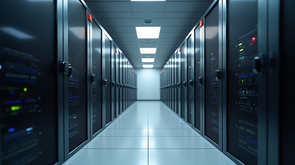 High angle view of a modern data center with server racks
