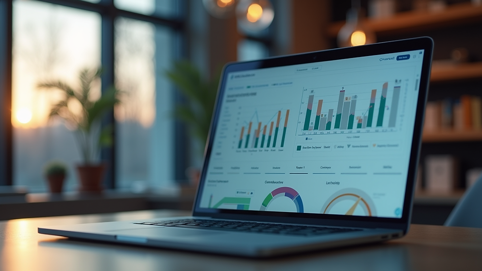 Close-up view of a laptop screen displaying sales analytics dashboard