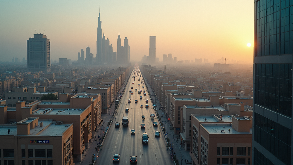 High angle view of a business district in a Middle Eastern city