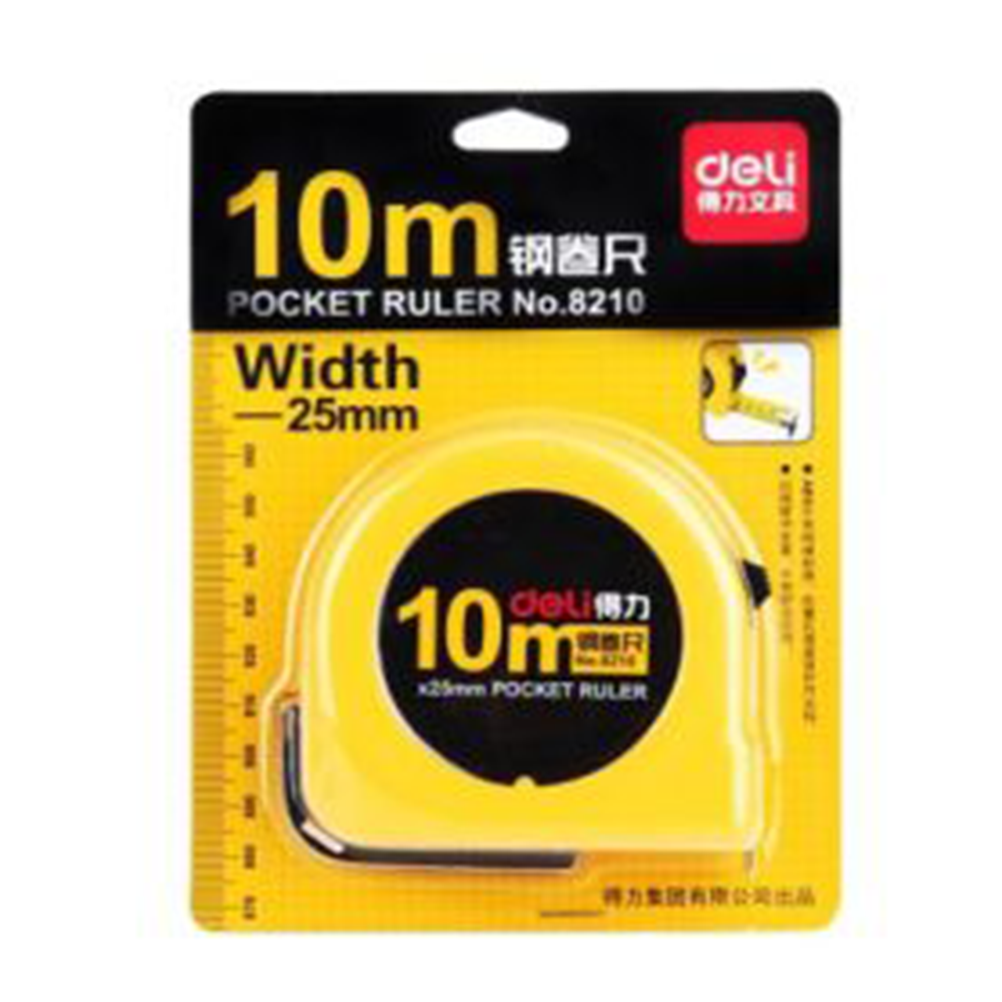 Deli 10m Pocket Ruler 8210