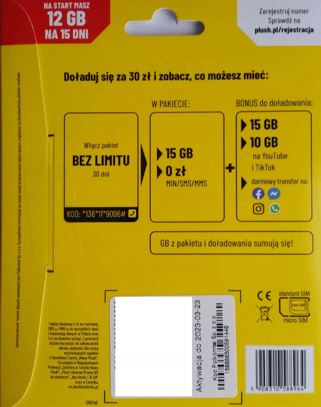 Miniatura: karta sim plush aktywna aktywowana activ bez rejestracji Tylko w Polsce