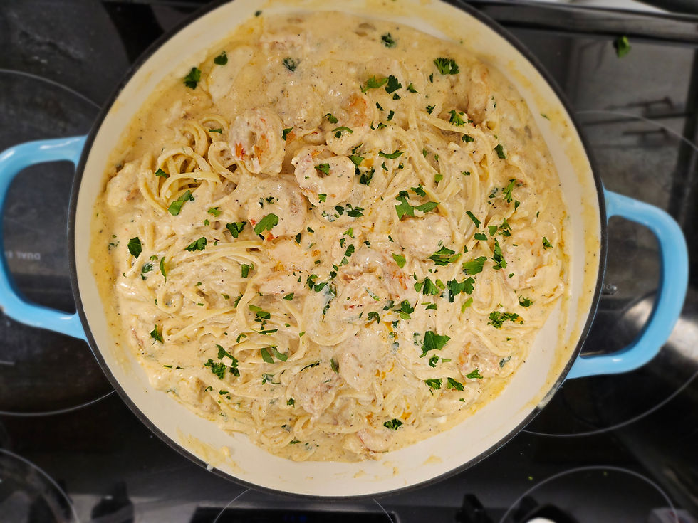 SHRIMP ALFREDO WITH HOMEMADE SAUCE