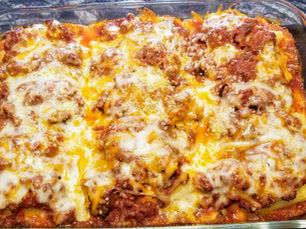 Three Cheese Stuffed Shells with Meat Sauce