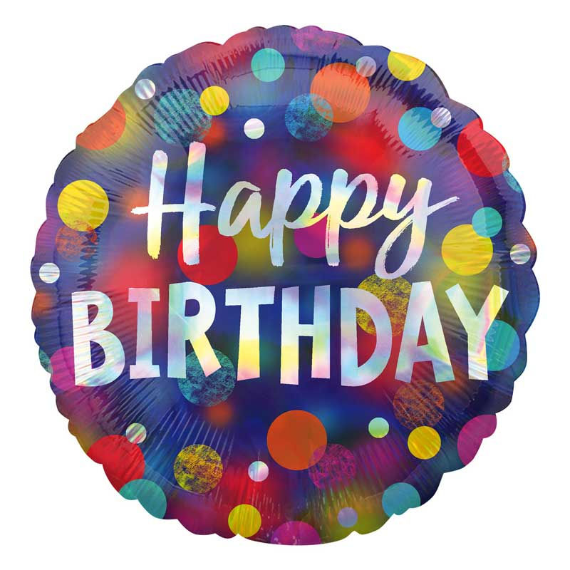 18In Iridescent Party Dots Foil Balloon