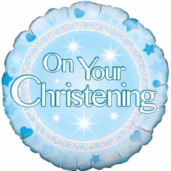 18In Christening Boy Foil