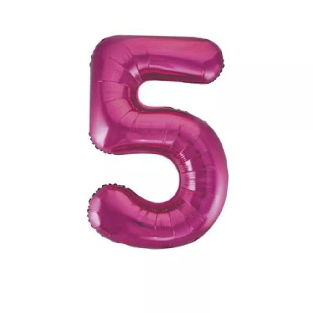 34In Pink Glitz Numeral 5
