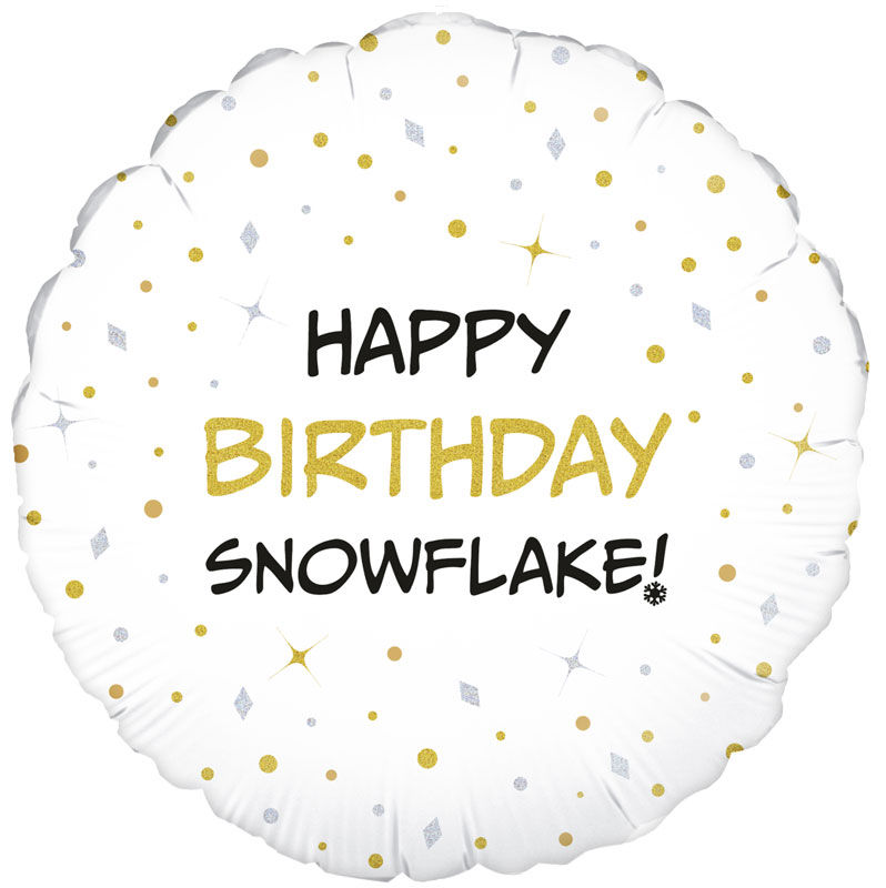 18In Happy Birthday Snowflake Foil Balloon