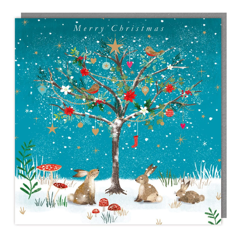 Pack Of 5 - Rabbits Under A Tree - 140X140 - Foil - Mc