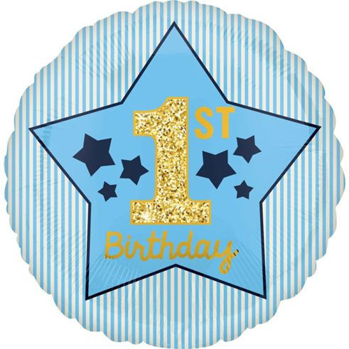 18In Birthday Boy Blue & Gold Foil Balloon