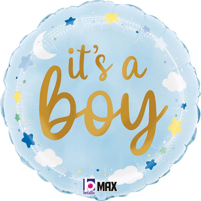 18In ItS A Boy Stars & Clouds Foil Balloon