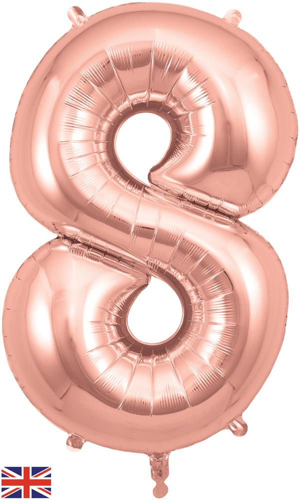 34In Number 8 Rose Gold Jumbo Foil