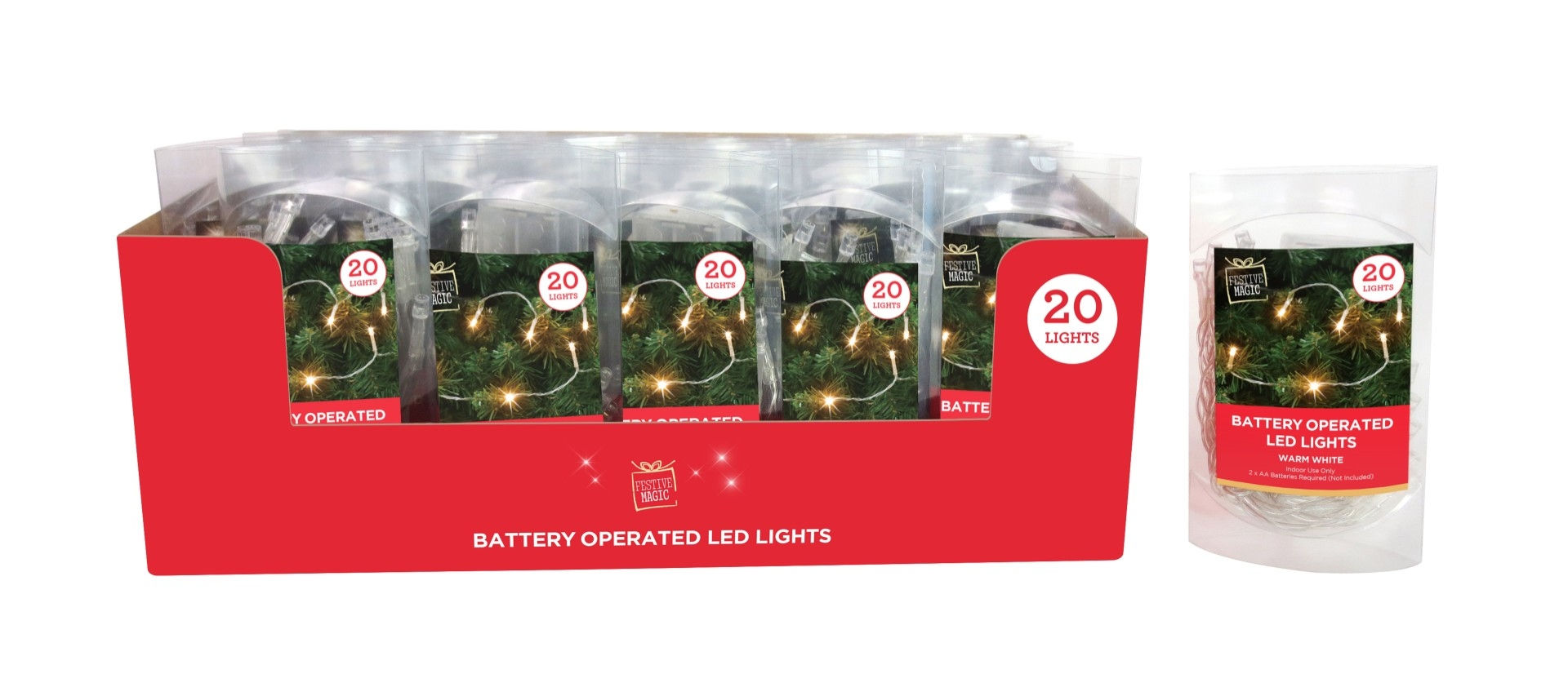 FESTIVE MAGIC LED B/O 20 LIGHTS W/WHITE