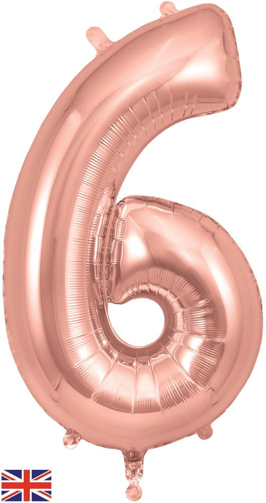 34In Number 6 Rose Gold Jumbo Foil