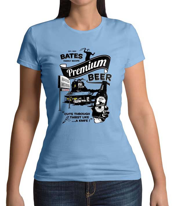 Thumbnail: Bates Motel Premium Beer Women's blue t-shirt