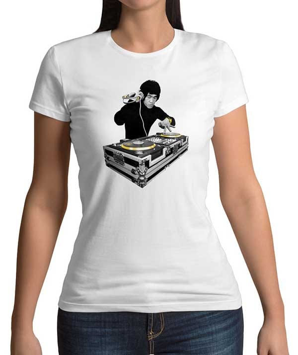 Thumbnail: DJ Bruce Lee Dragon Decks Women's White t-shirt