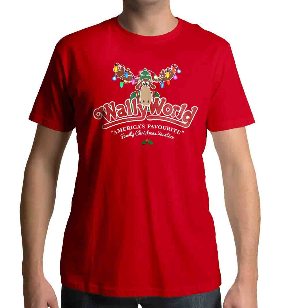 Wallyworld Christmas Theme Park Men's Red t-shirt