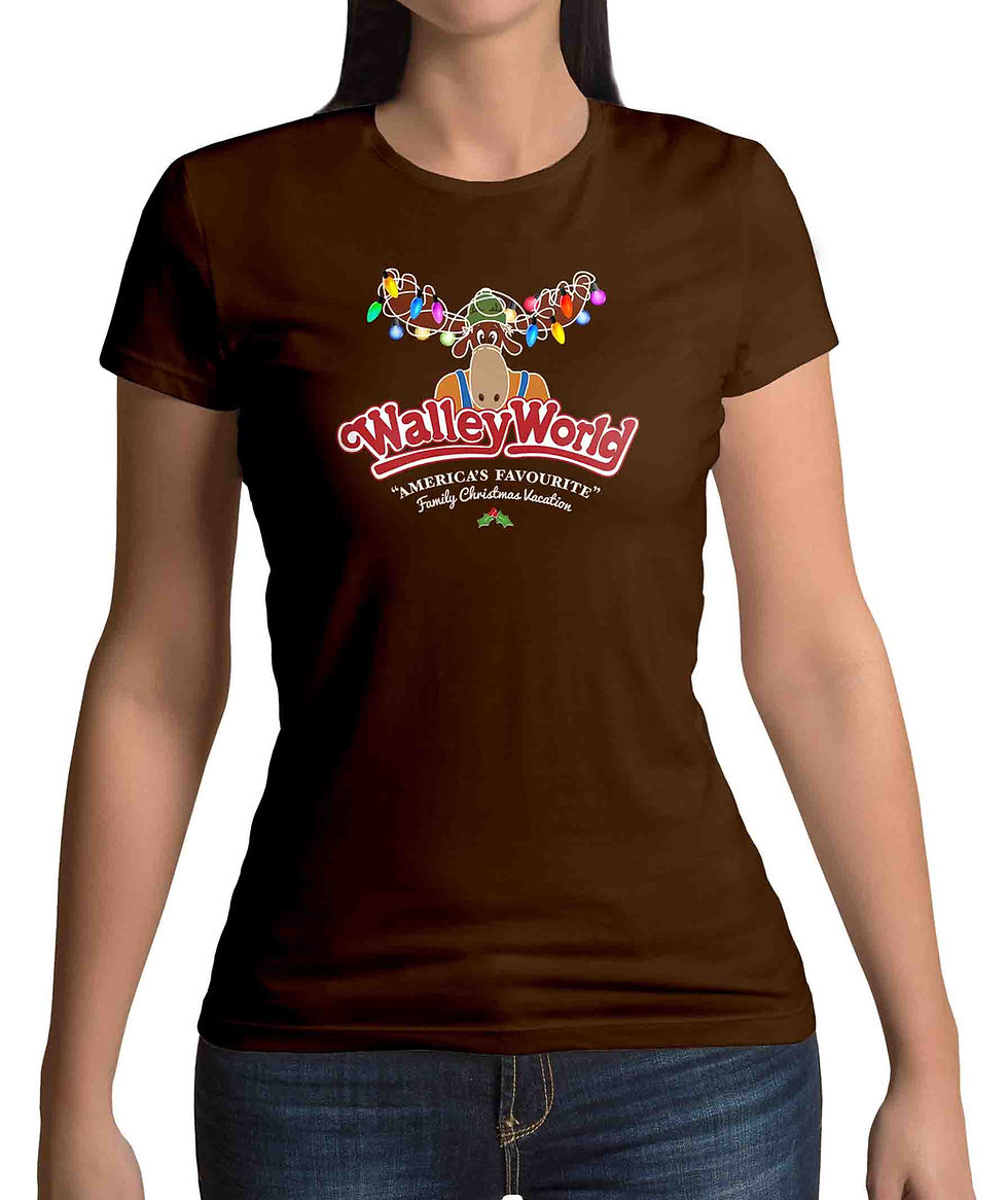 Thumbnail: Walleyworld wally moose christmas lights Women's brown t-shirt