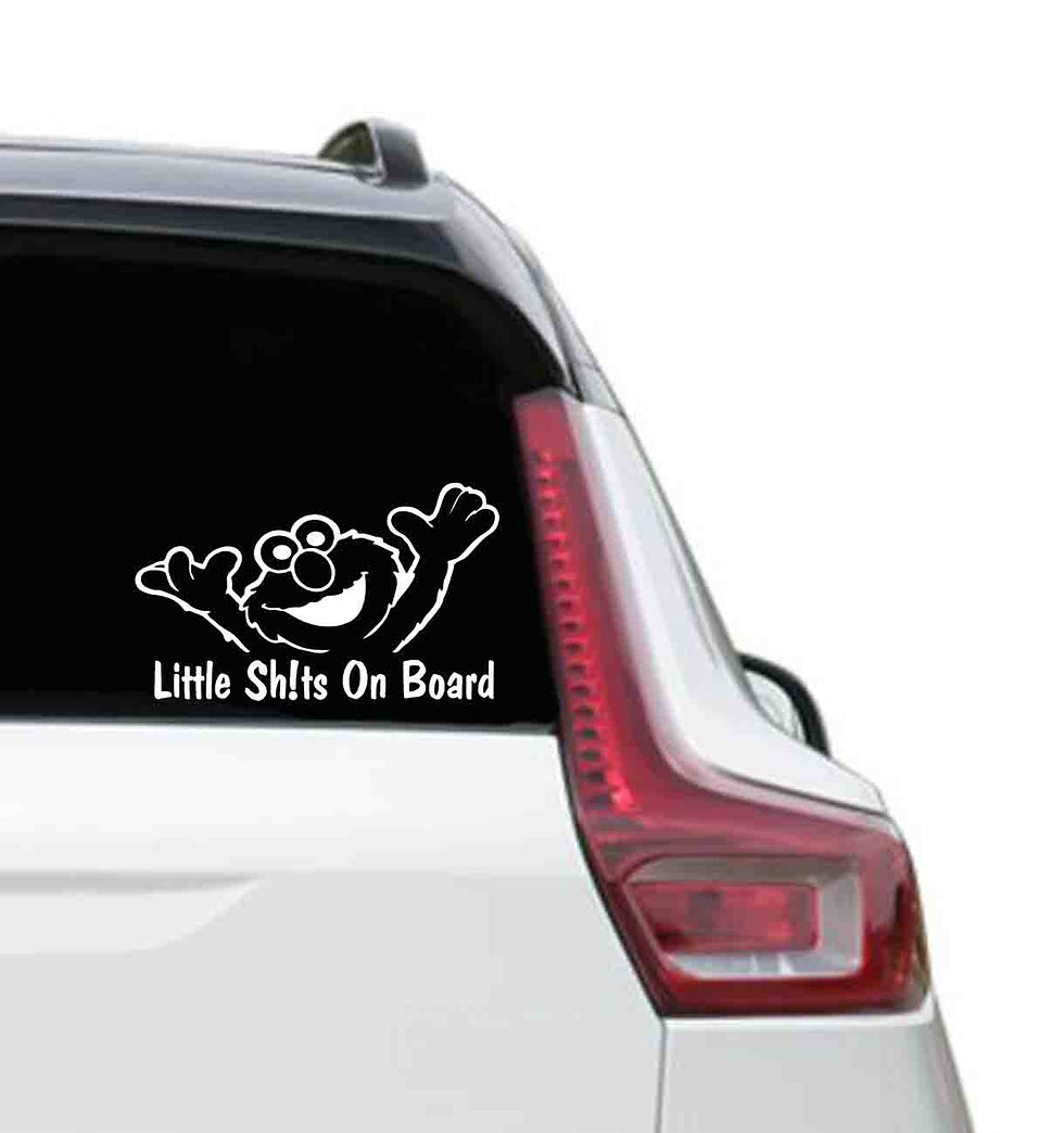 Elmo Sesame Street Little Shits On Board Vinyl Decal rear car window Sticker
