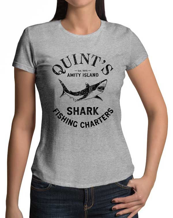 Thumbnail: Quint's Shark Fishing Amity Island Women's grey t-shirt