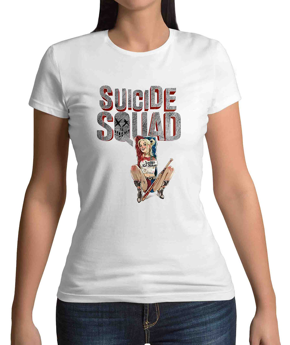 Thumbnail: Suicide Squad Harlequin women's white t-shirt