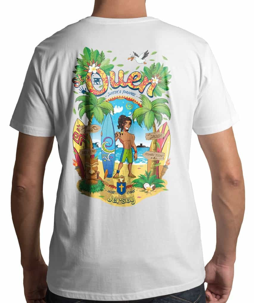 Thumbnail: Jersey Channel Islands St Ouen back of men's t-shirt