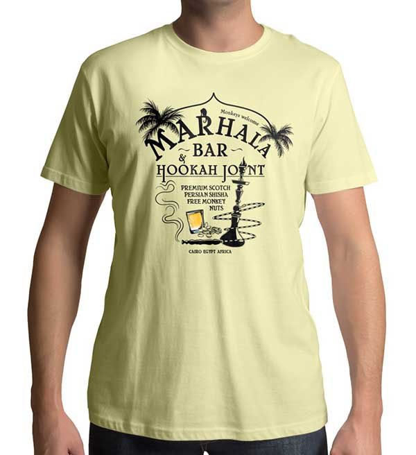 Thumbnail: Indiana Jones Marhala Bar and Hookah Joint Men's yellow t-shirt
