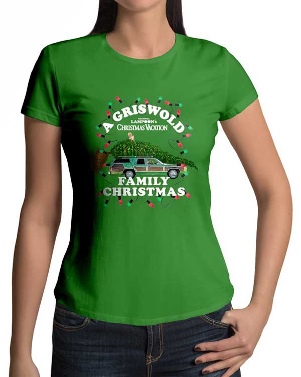 Thumbnail: National Lampoons A Griswold Christmas Vacation Woen's green t-shirt