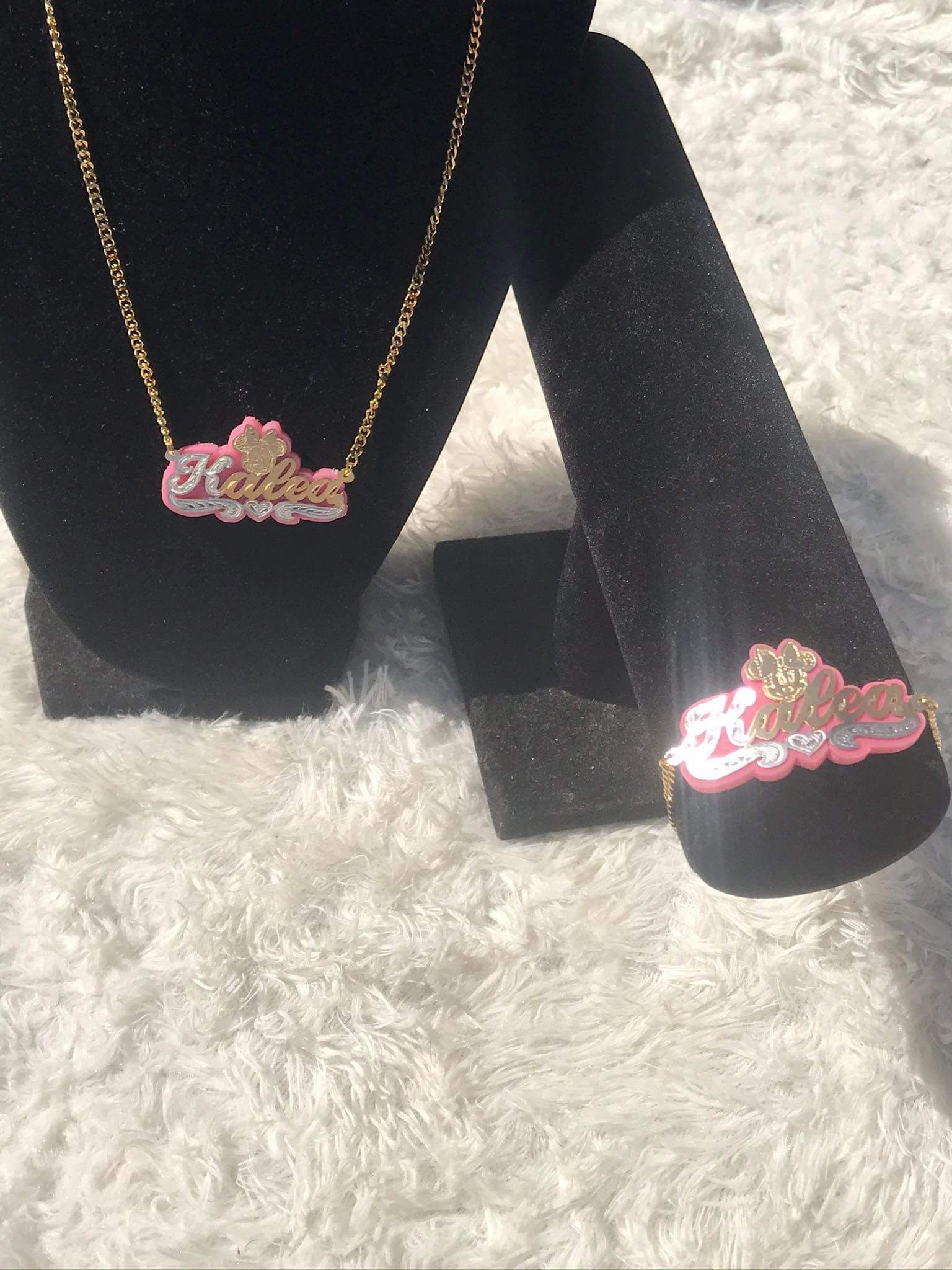 14k Gold-Plated Unisex Cartoon Character Necklace & Bracelet Set