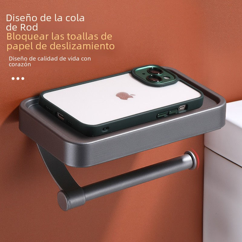 Thumbnail: Bathroom Tissue Holder and Phone Storage Rack
