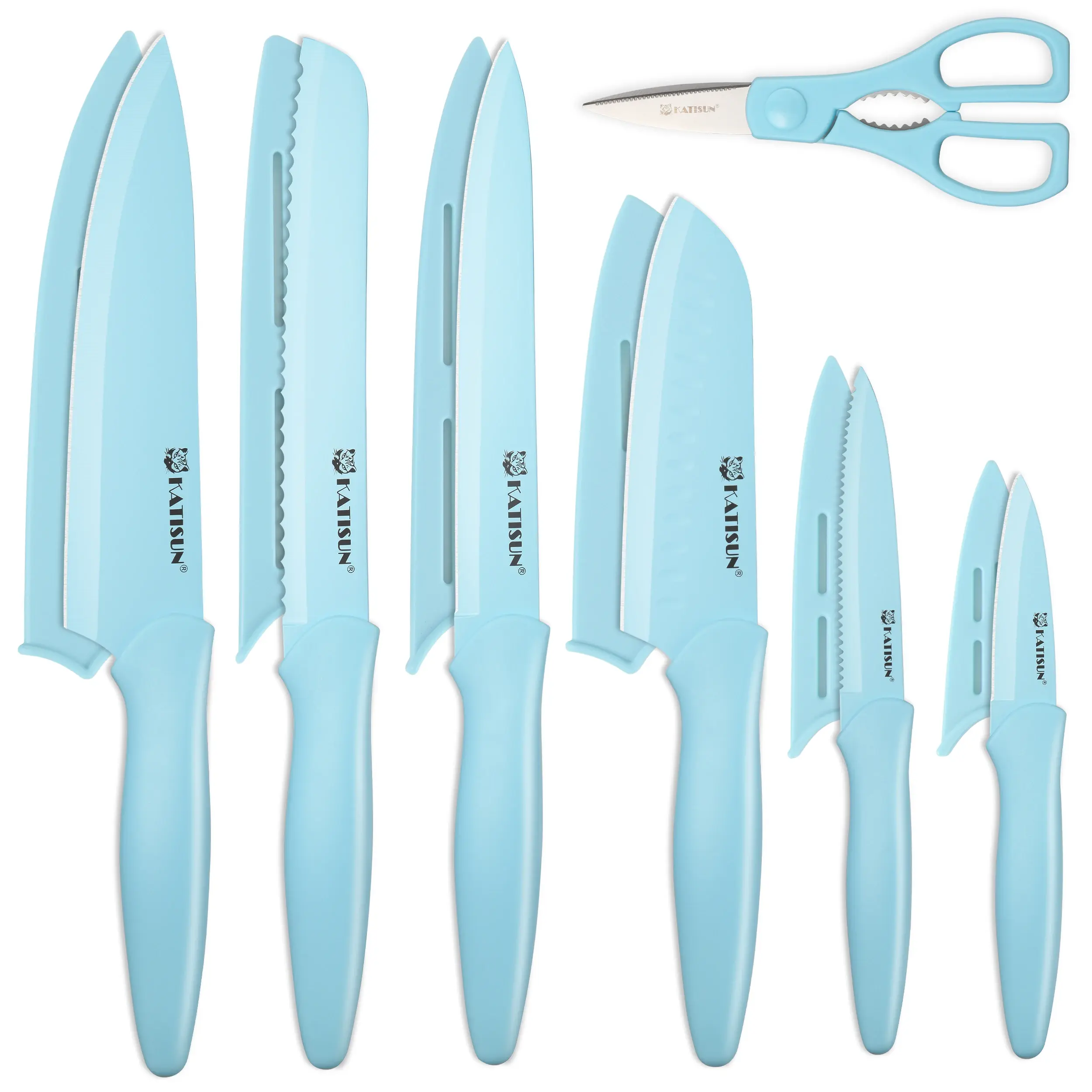 13-Piece Stainless Steel Kitchen Knife Set with Shears and Blade Covers