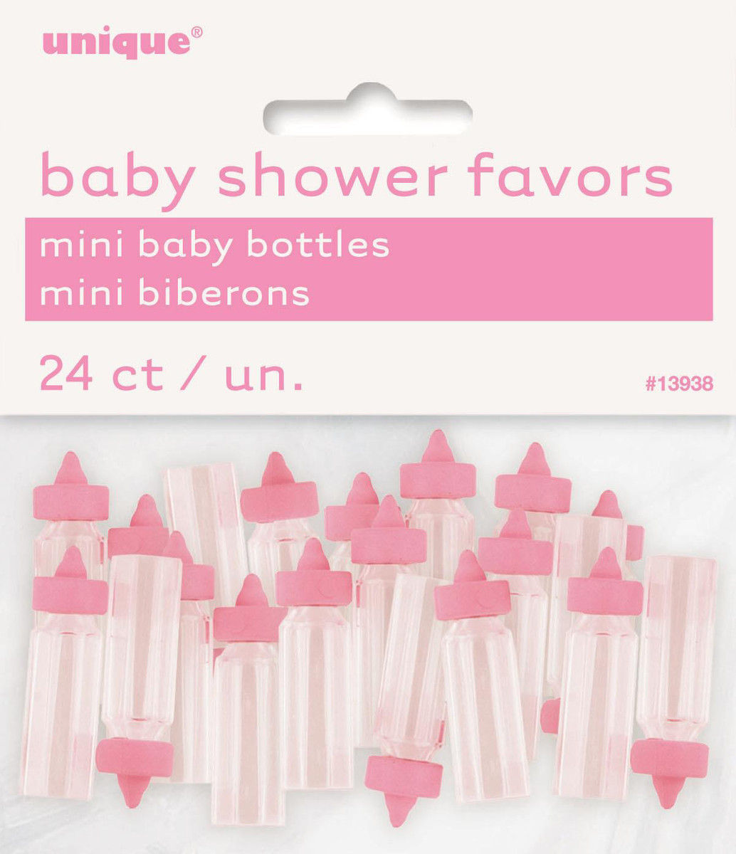 24 MINI BABY BOTTLES PINK