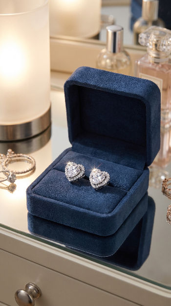 Thumbnail: Heart Crystal Stud Earrings