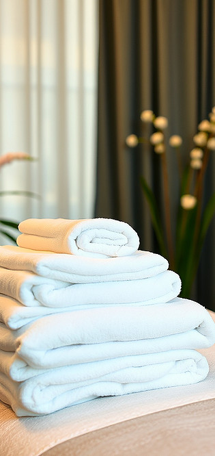 A stack of linen in a massage parlor_edi