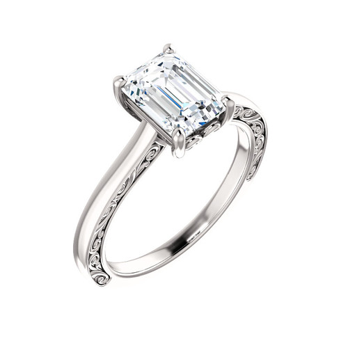 Emerald Cut Solitaire Engagement Ring 123044 Creative Gems