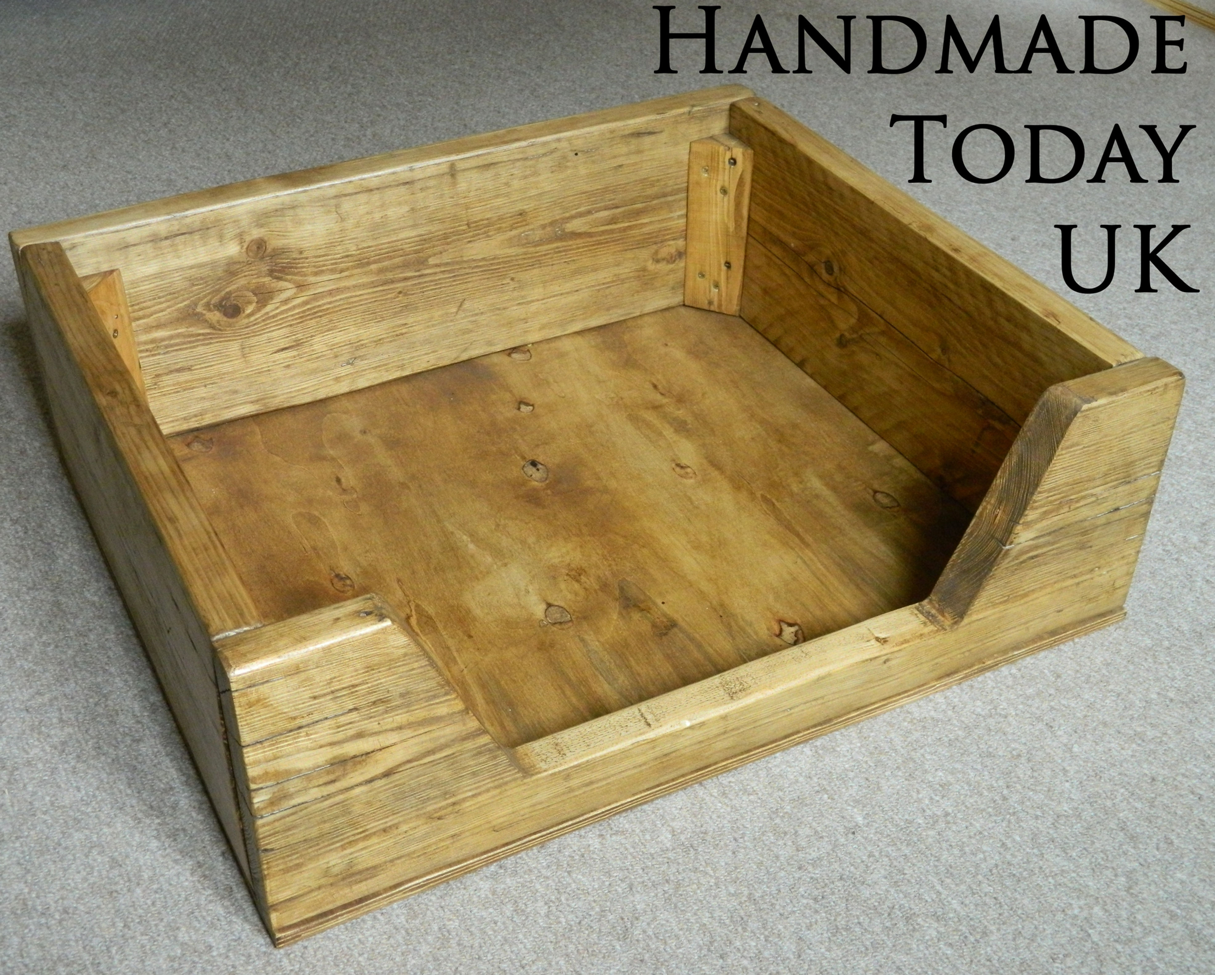 Handmade Rustic Industrial Dog Pet Bed made from Reclaimed Scaffold Wood
