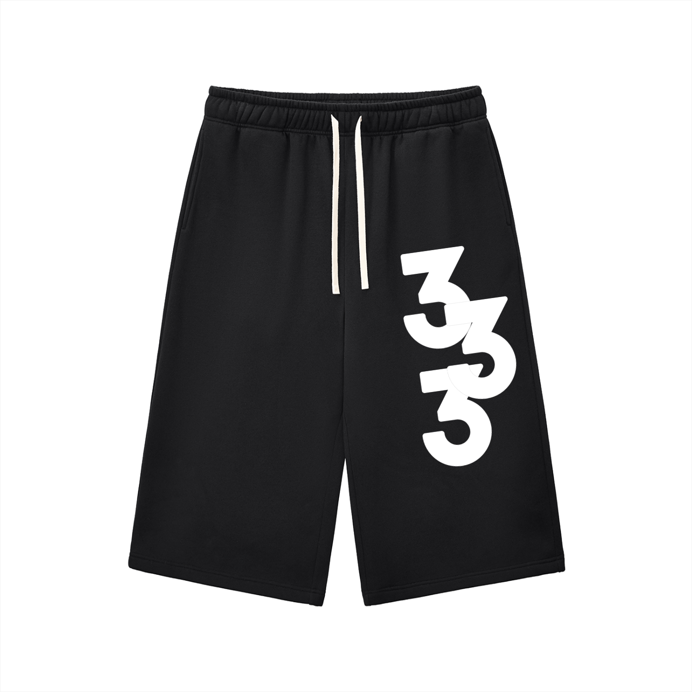 "333" Oversized Wide-Leg Cropped Sweatpants – Heavyweight Fleece