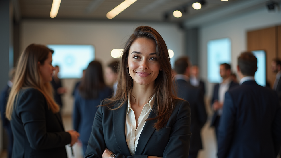 High angle view of a recruiter attending a professional networking event