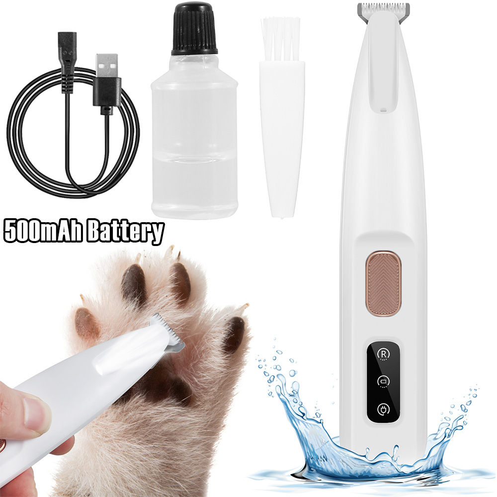Waterproof Pet Paw Hair Trimmer with LED Display & Rechargeable Battery
